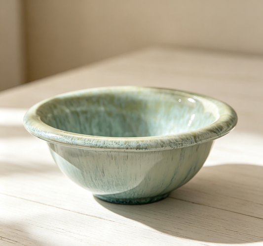 Wabi-sabi Ceramic Small Bowl With Cyan Kiln Glaze