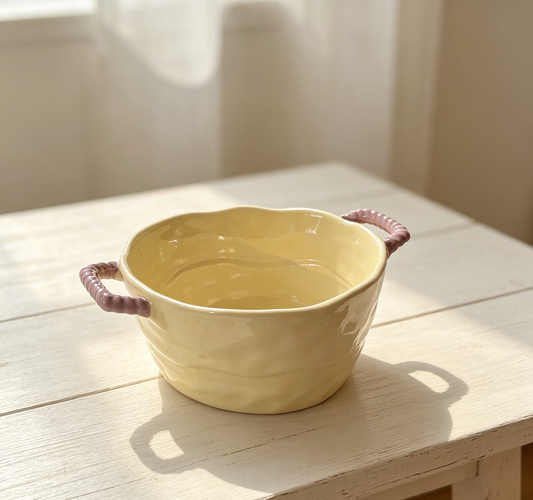 Cream Style Hand-textured Aesthetic Salad Serving Bowl