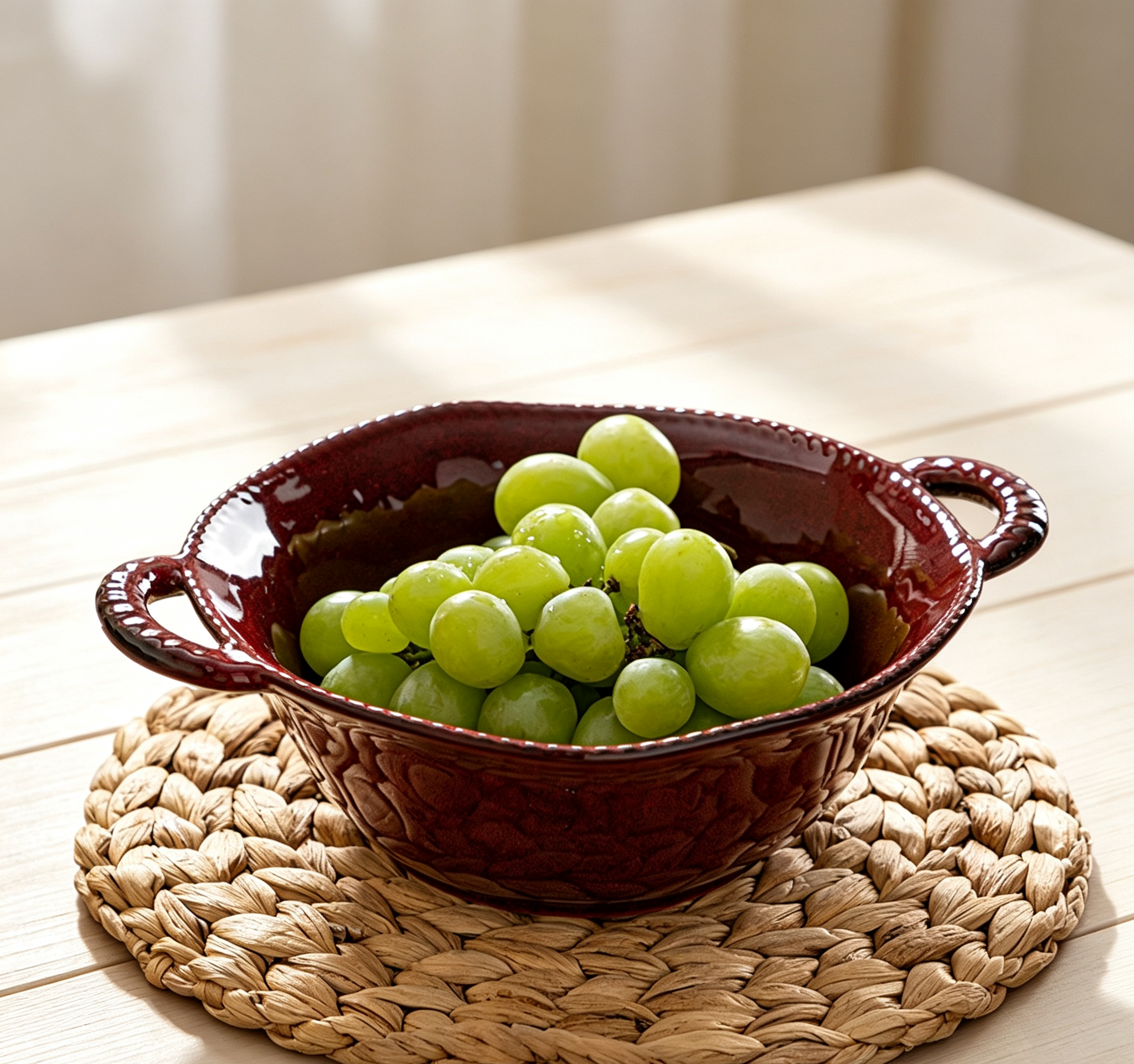 Household Dual-handle Ceramic Bowl For Salad & Fruits