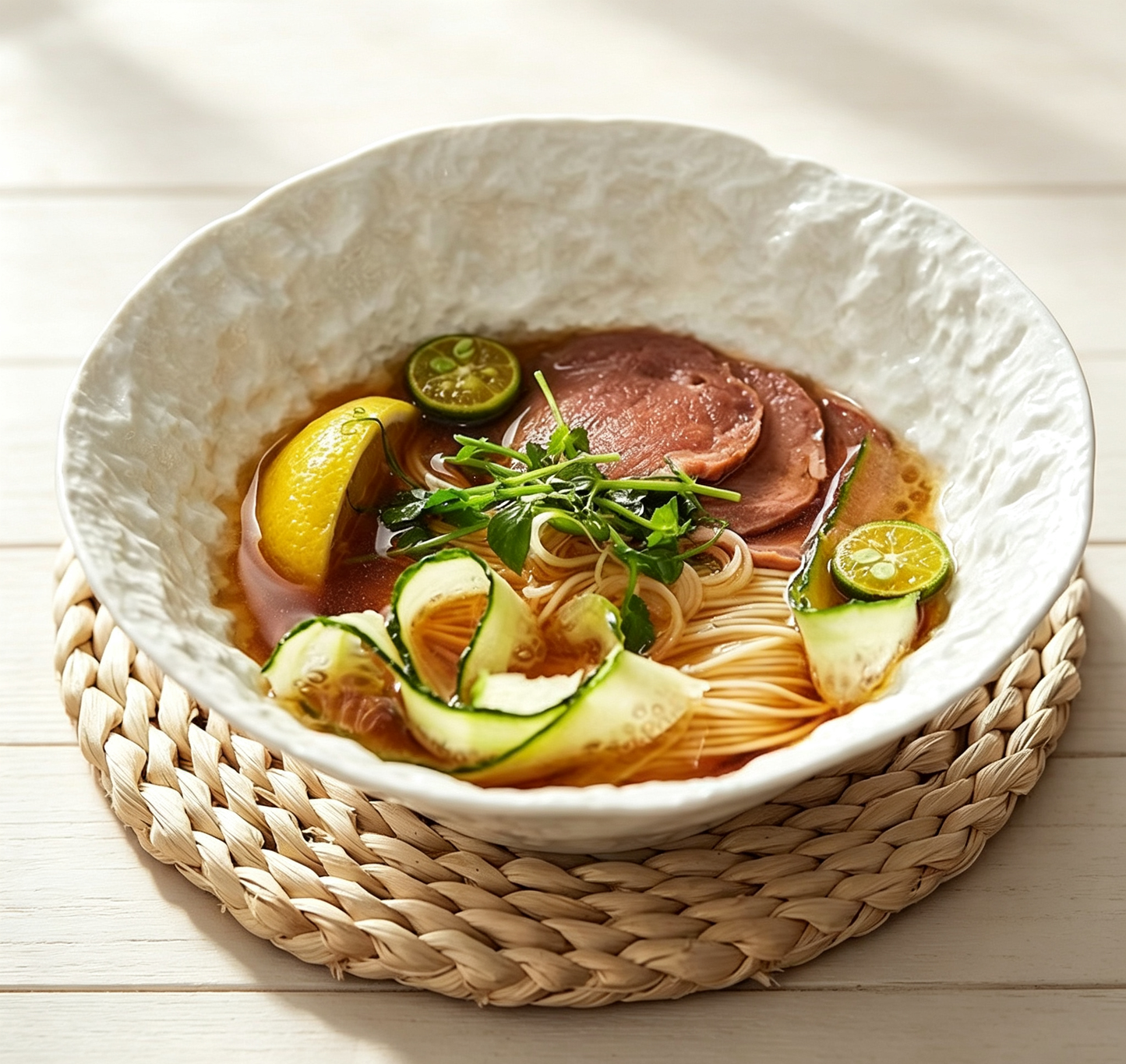Pure White Rock Textured Ceramic Ramen Bowl